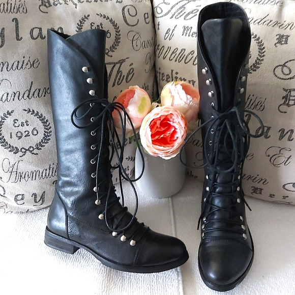 Miz Mooz Shoes - Miz Mooz Hannah women's black leather knee high boots